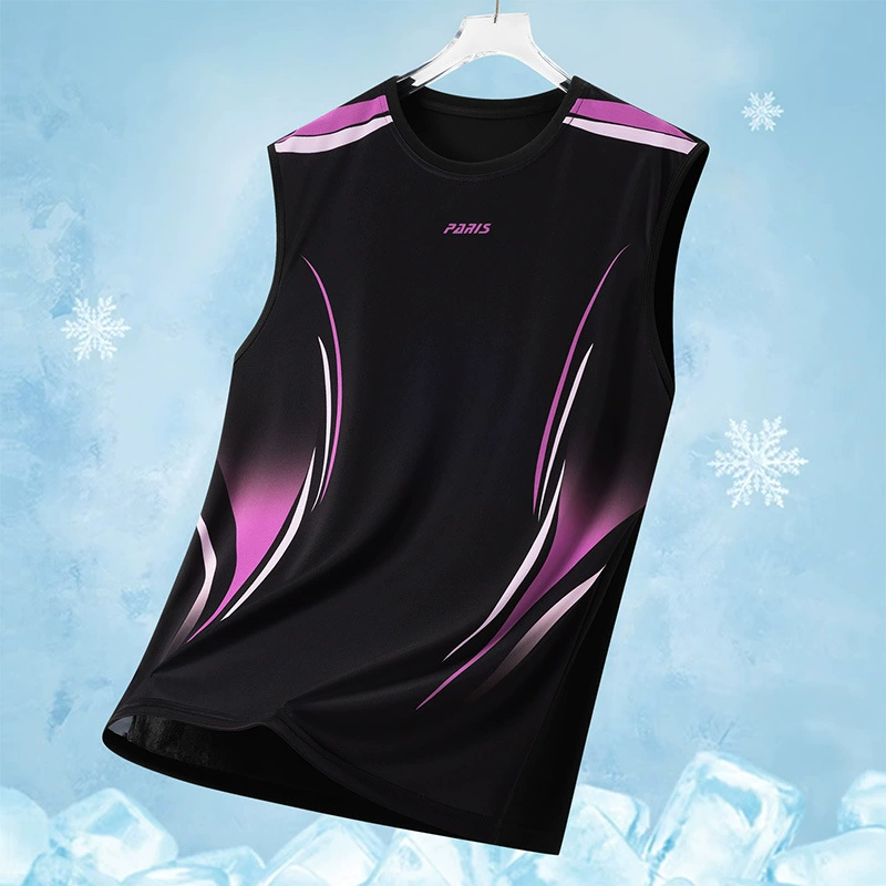 Новая модная повседневная спортивная футболка из ледяного шелка для молодых мужчин, легкий, быстросохнущий топ из ледяного шелка с короткими рукавами и круглым вырезом