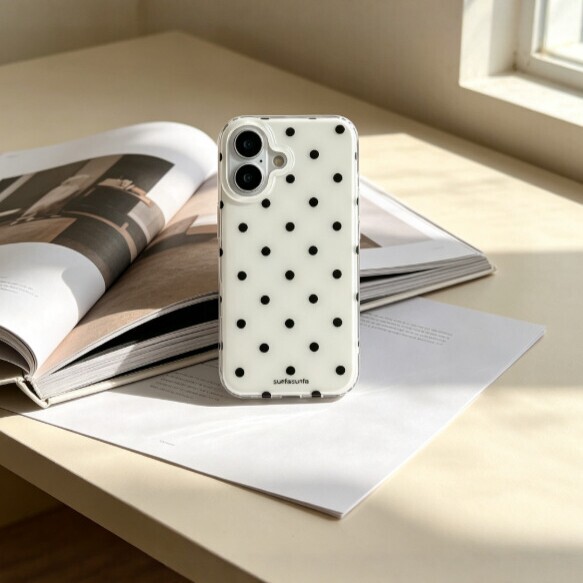 Black and white polka dot phone case, suitable for Apple 17 Pro Max/16, also available for 15/14/13, and 12/11/XR/XS