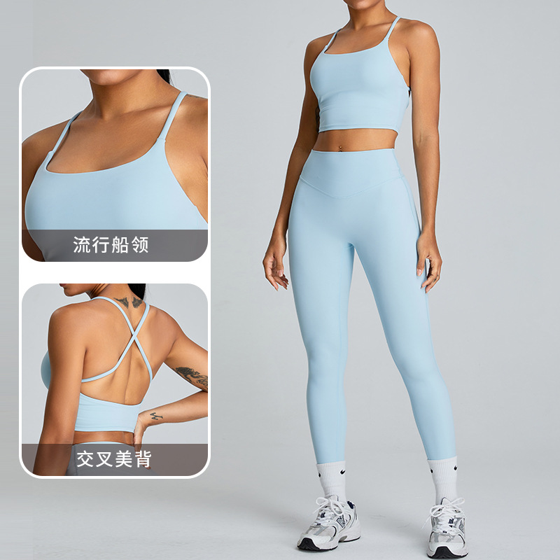 Primavera y verano nueva ropa interior deportiva desnuda para mujer chaleco deportivo espalda cruzada chaleco de yoga sujetador de fitness de secado rápido