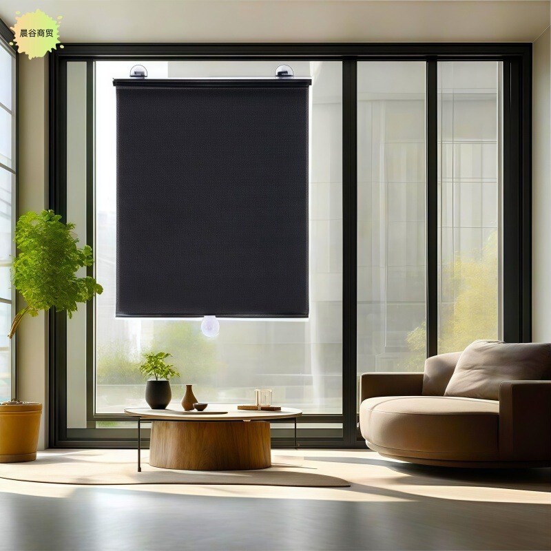 Sunshade Curtain, No-Drill Balcony Magnetic Type, Bedroom Heat-Insulating Retractable Roller Blind, Home Office Sun Protection Curtain