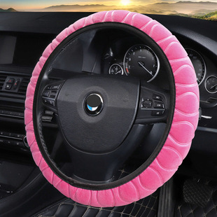 Cross-Border heart language super soft three-dimensional plush car steering wheel cover AliExpress winter warm no inner ring elastic handle cover