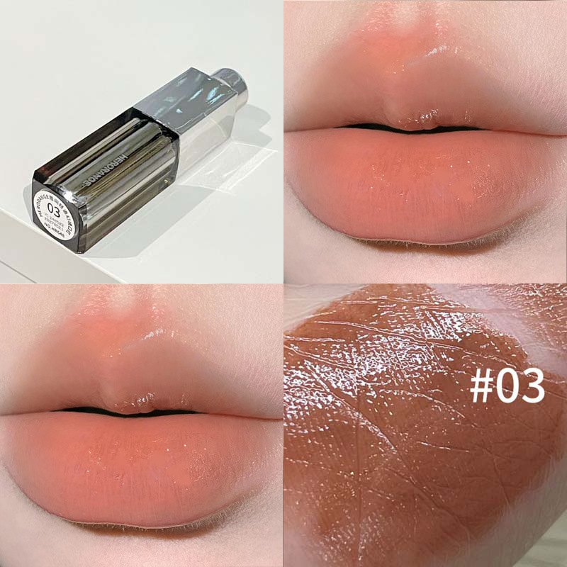 HERORANGE lipstick de fantasía de lenguaje ligero entre los labios espejo no pegajoso, claro, blanco y tierno lápiz labial