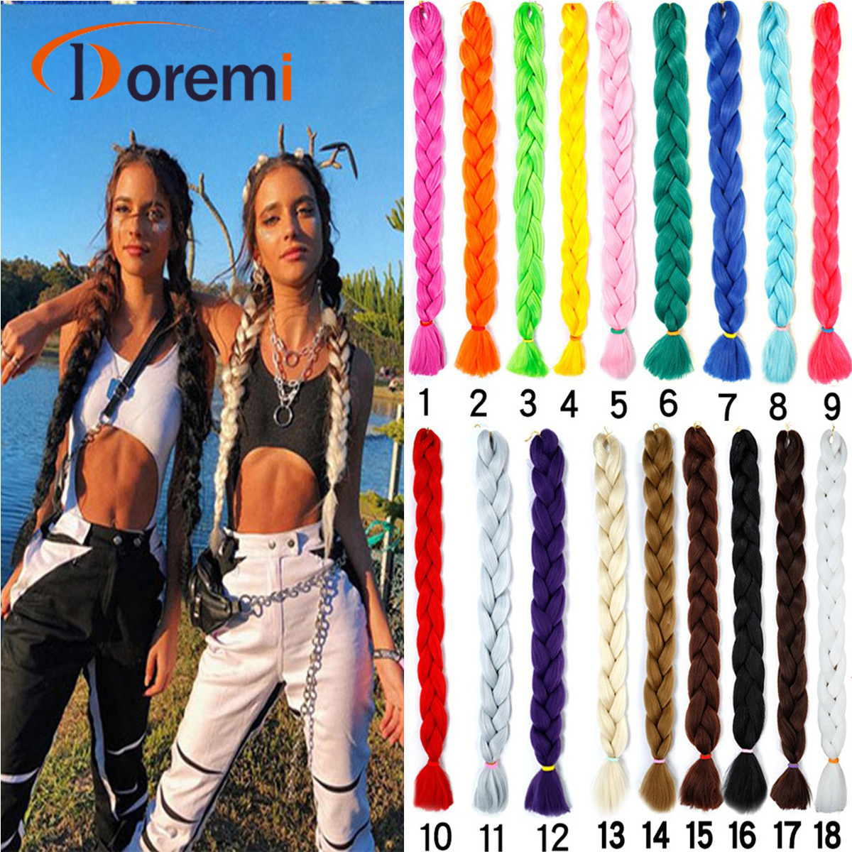 Tresse de cheveux de perruque 95cm une variété de styles Jacque soie fibre chimique peut tresser 165g_voghion.com