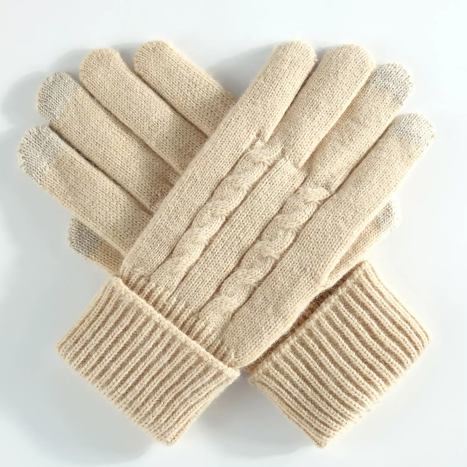 针织手套女秋冬保暖防寒户外纯色毛线触屏冬季防护魔术成人御寒