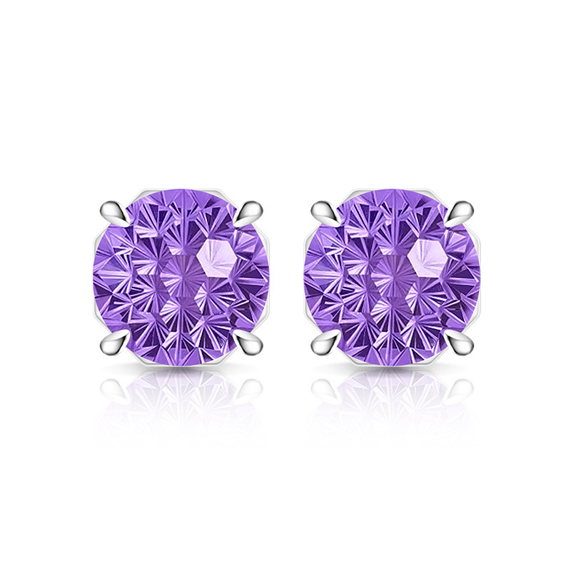 Fashion Octagonal Colored Gemstone Diamond Firework Shaped Earrings For Women Elegant Geometric Drop Studs_voghion.com