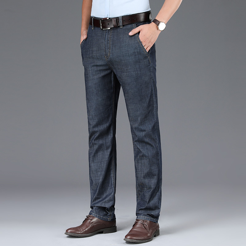 High-End Tencel Thin Jeans 2025 Spring and Summer New Loose Straight Business High-Waist Men's Casual Jeans