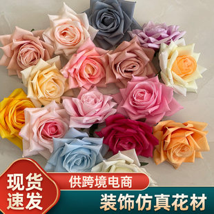 Studios Flower Wall Simulation Rose Head Handmade DIY Simulation Flower Head Cross -border White Rose Improppine Flower Wholesale