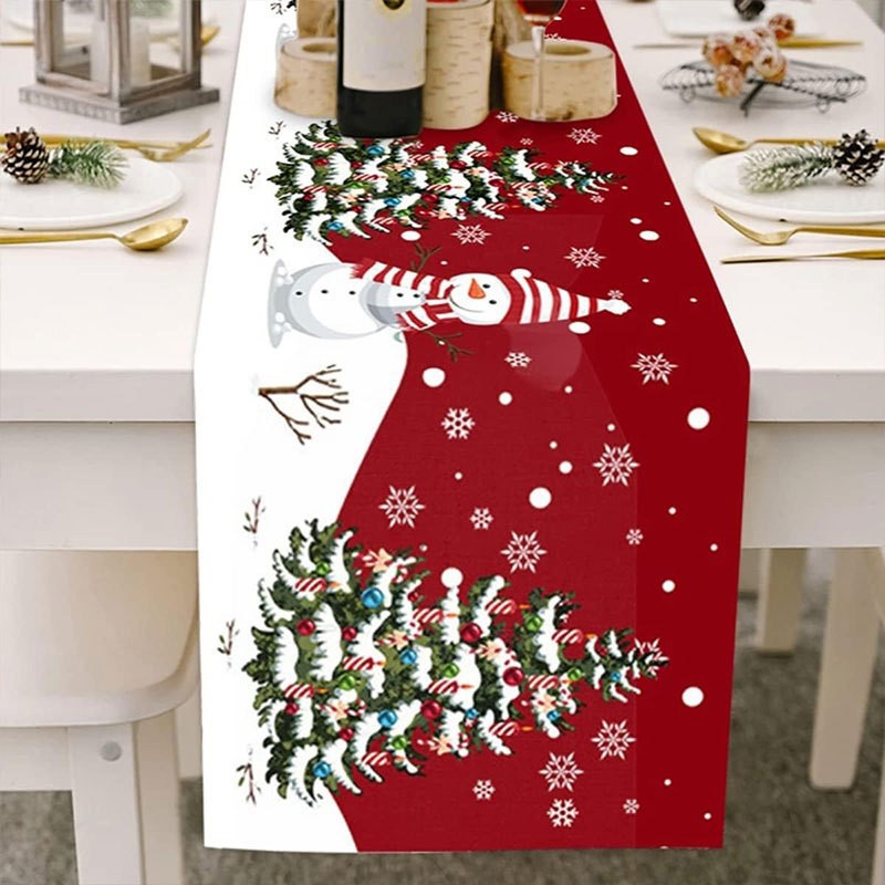 Transfronteriza nuevo corredor de mesa de Navidad decoración de vacaciones mesa de comedor ropa impresa mantel de Navidad atmósfera decoraciones de Navidad