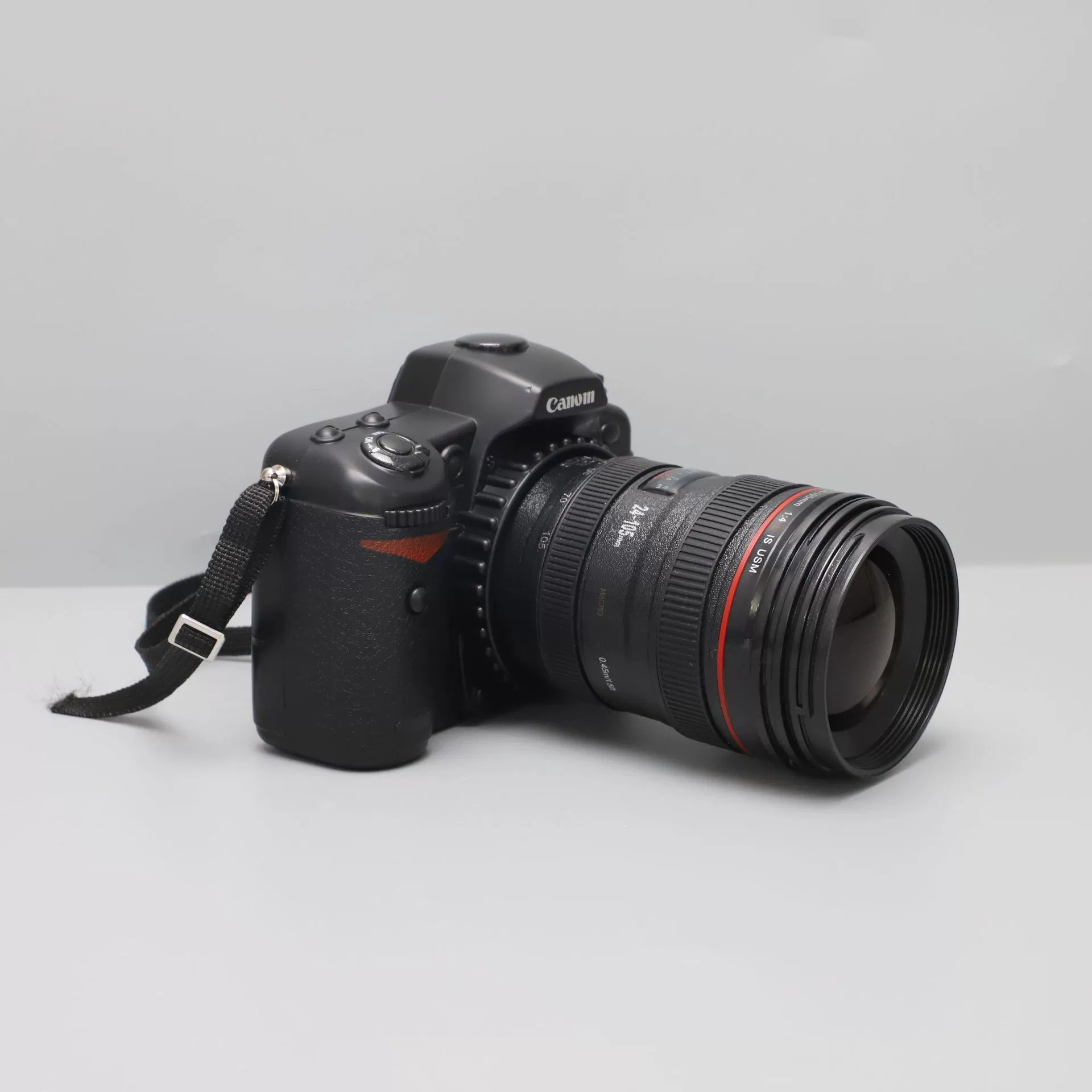 Modern and minimalistic realistic camera, model, minifigure, decorations, stand