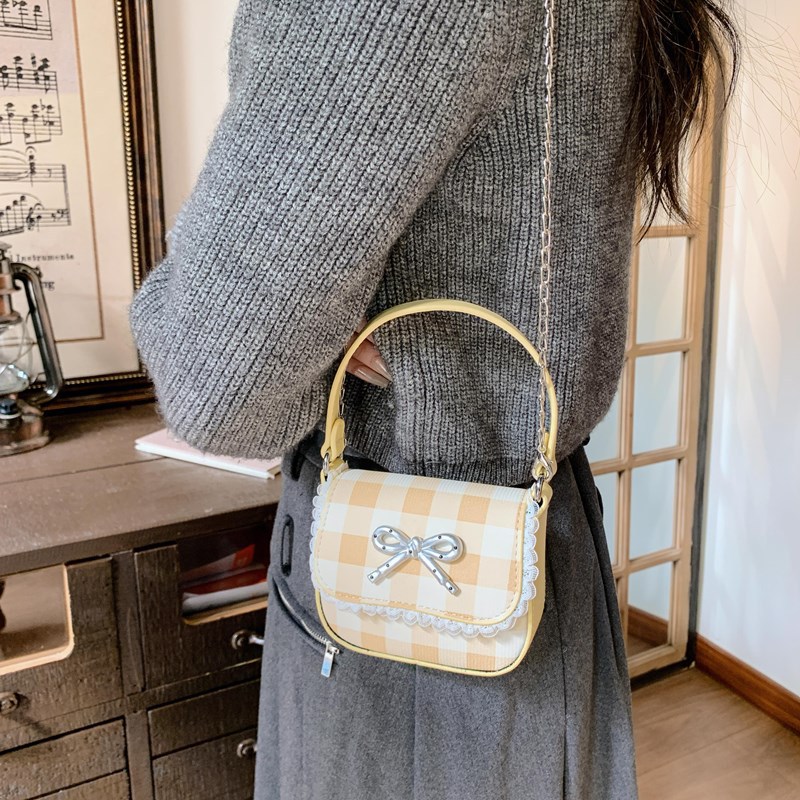 Coreano lindo arco padre-hijo bolso de hombro mini bebé bolso de celosía dulce encaje bolso de cadena para niños