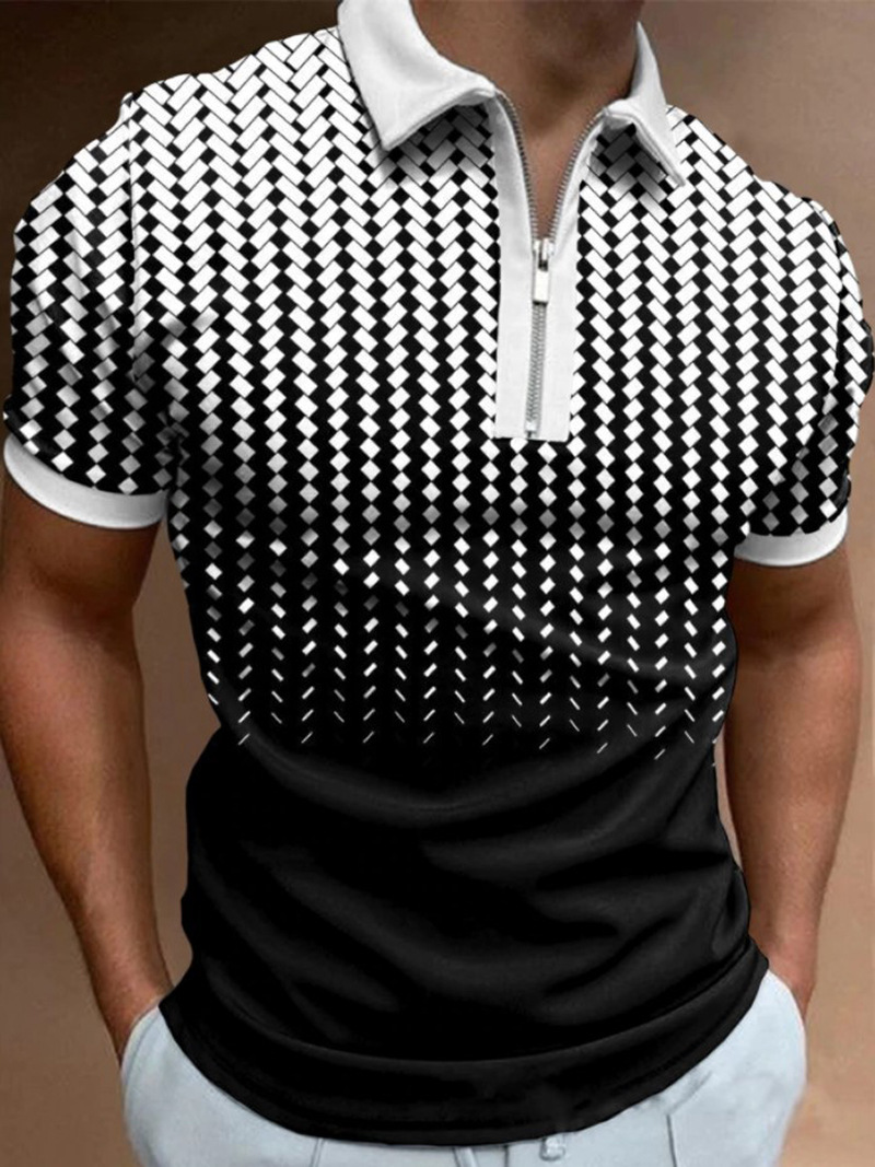 Camiseta Polo Casual de Manga Corta con Cuello Polo, Estilo Europeo y Americano, a Rayas Caqui, en Existencia, Popular en Europa y América