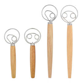 双圈打蛋器单圈打粉器不锈钢厨房工具神器面粉实木家用手动搅拌器