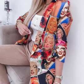 2023秋季 亚马逊速卖通新款 欧美风时尚印花小西装花外套女装