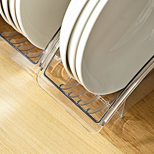 Creative transparent large-capacity five-compartment dinner plate storage rack kitchen dish rack cabinet cupboard storage rack