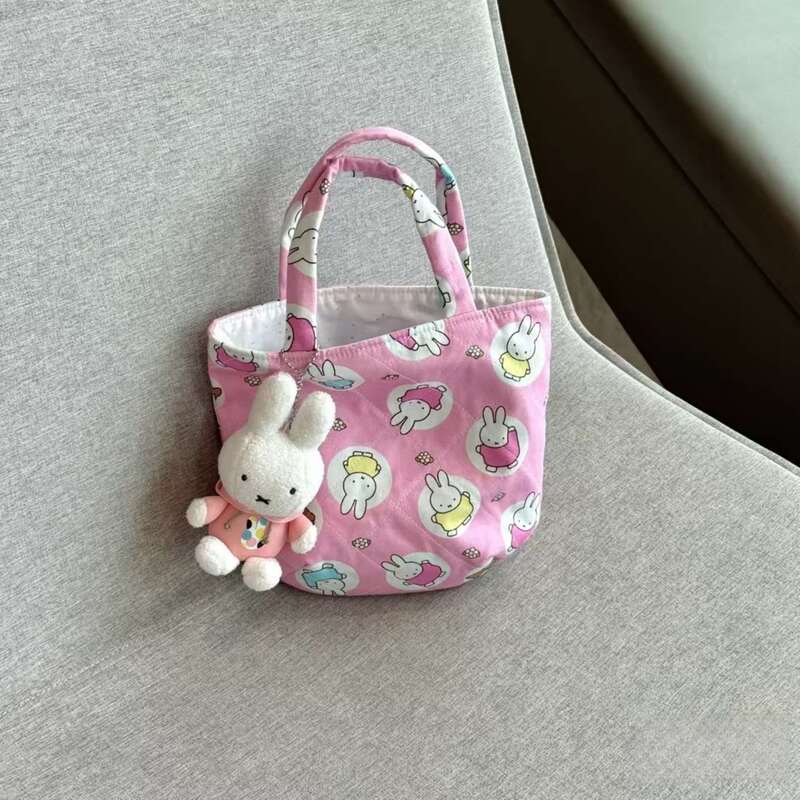 2025 New Pink Girly Heart Cute Cartoon Printed Canvas Bag Casual and Easiest for Match Sundries Storage Handbag