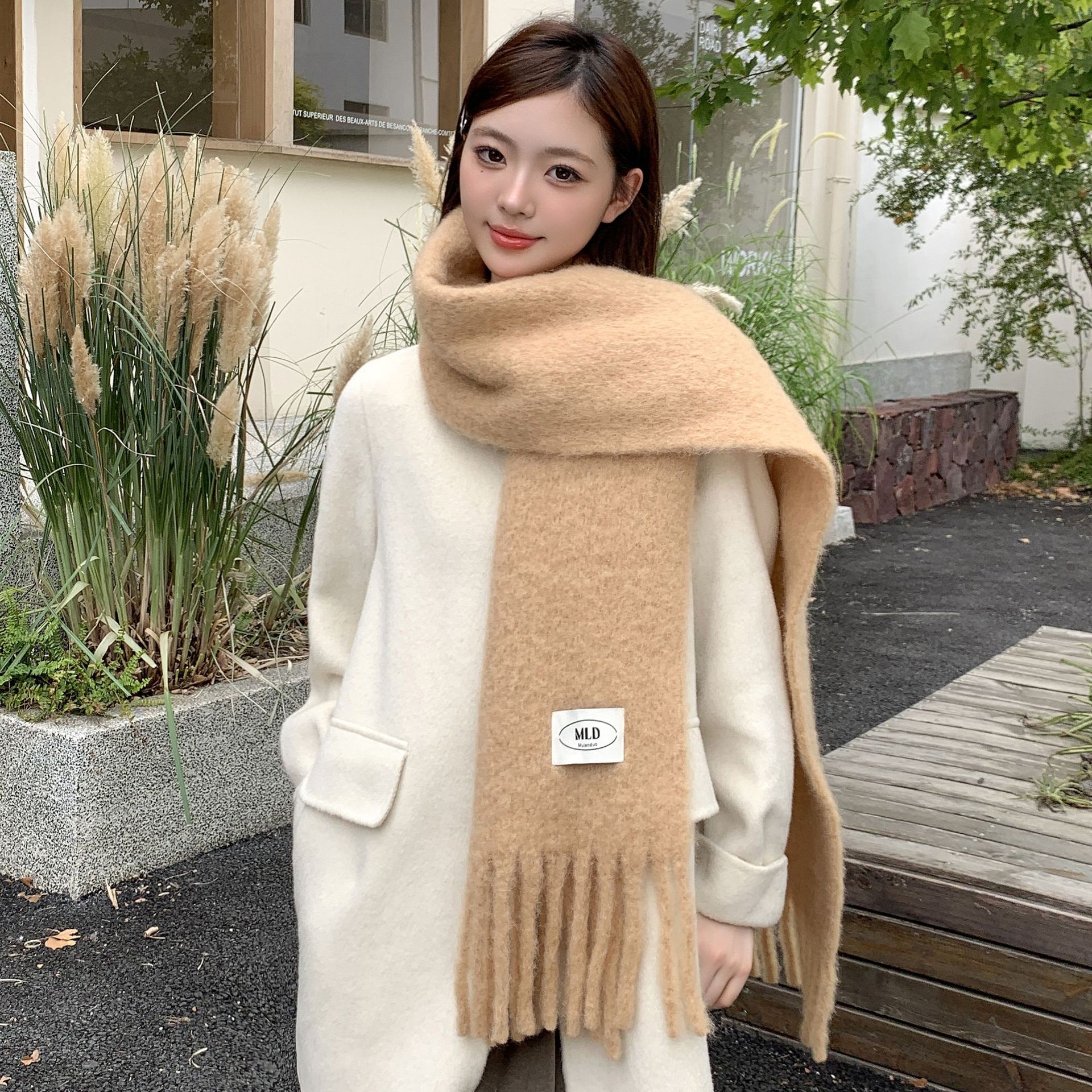 2024 nuevo bufandas de color sólido para mujeres dopamina japonesa versátil pareja de estudiantes collares de invierno grueso mantel cálido