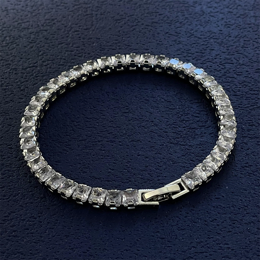 Серебряный аксессуар, белый браслет, 5 мм