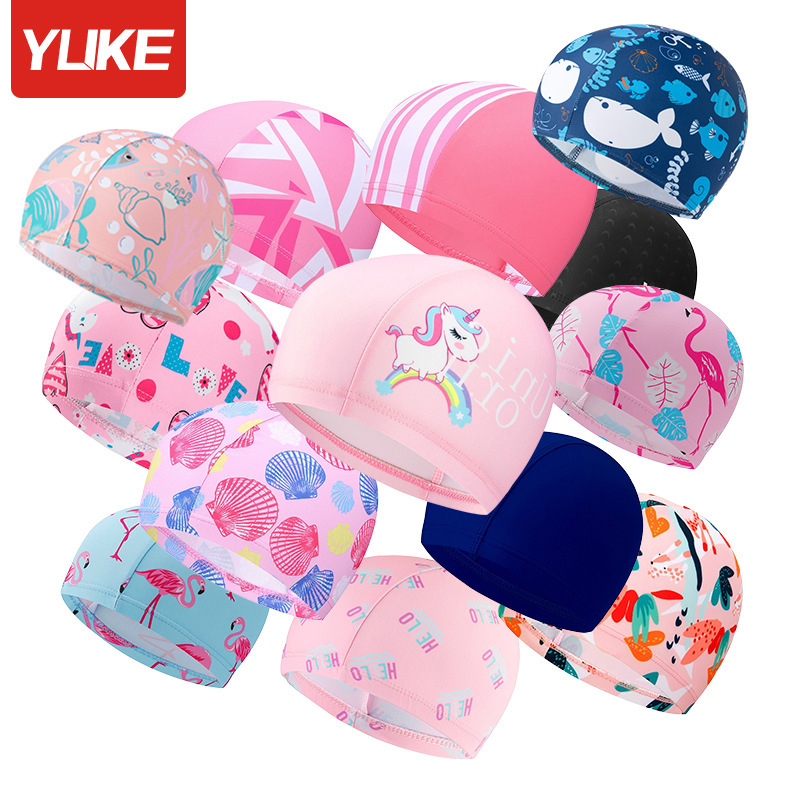 Sombreros de natación para niños dibujos animados bonitos y cómodos sombreros de tela bebés piscina entrenamiento para niños y niñas sombreros de natación al por mayor