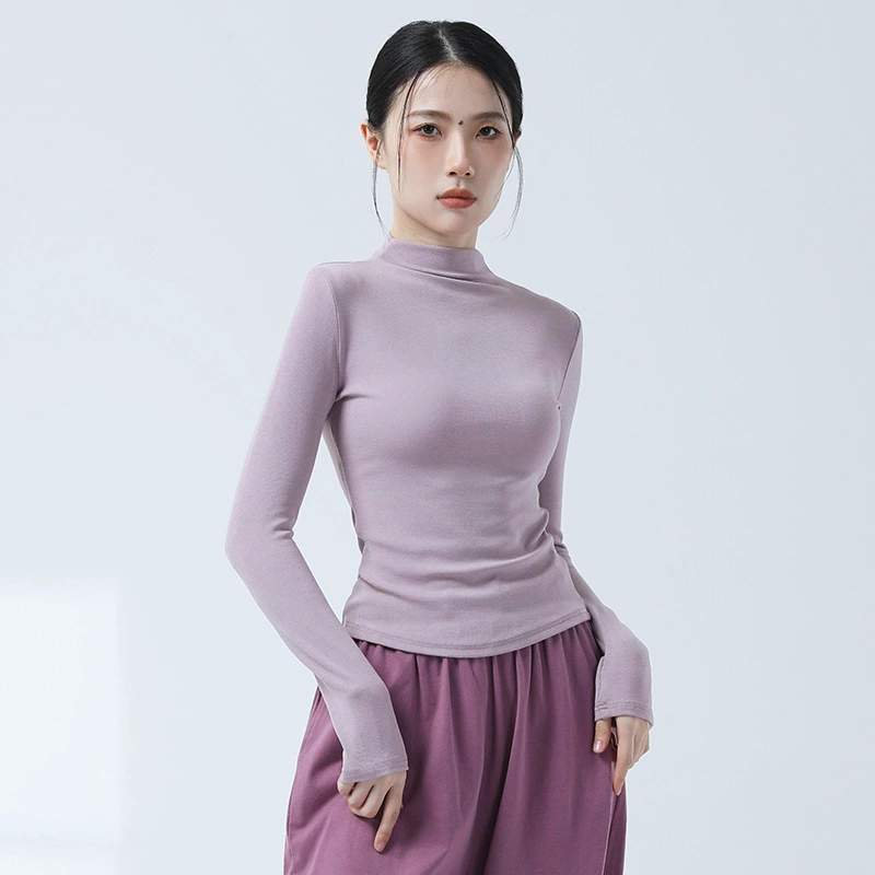 Современная классическая танцевальная тренировка с полувысоким воротником с длинными рукавами