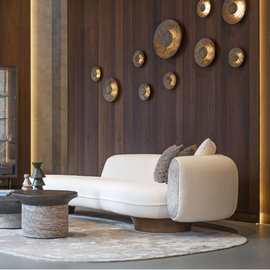 高端设计师侘寂风复古悬浮沙发曲奇贵妃酒店别墅大平层多人位沙发