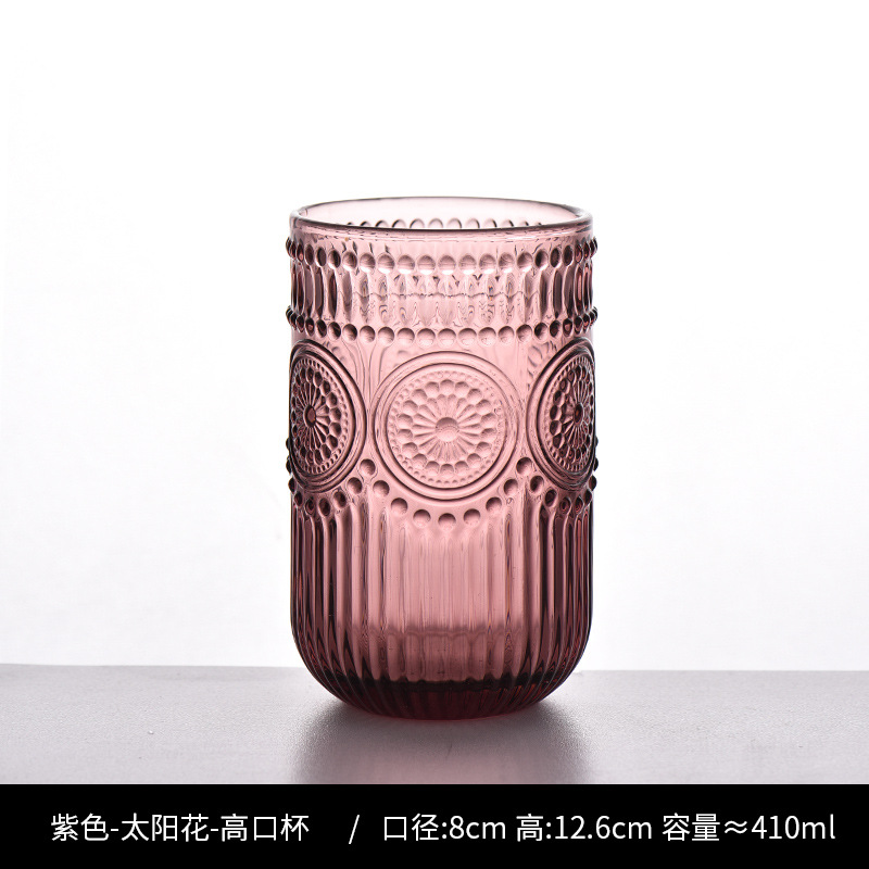 Copa de rayas verticales de vidrio retro europeo, copa de vino tinto, copa de postre alto de helado, copa de vino de frutas de uva de champán casero