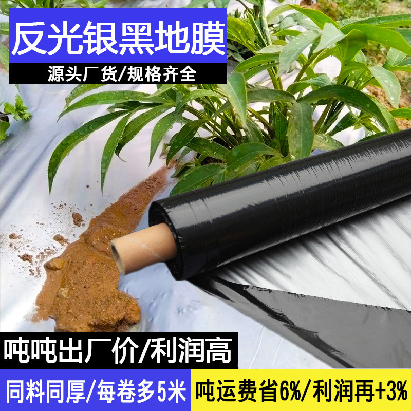 Silver-Black Agricultural Film, Weed-Proof Black Film, Can Be Perforated, Retains Heat and Nutrients, Agricultural Film for Growing Vegetables, Black Water-Retaining Film