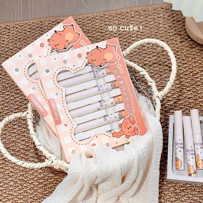 Gege Bear Happy Party Light Mist Lip Mud 6-парный набор, матовый, бархатистый, стойкий, легко наносимый блеск для губ