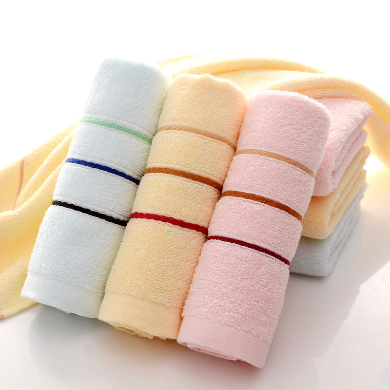 Manufactor wholesale Plain colour Merchandise stripe Pure cotton towel 2 Gift Set 21 Gift advertisement Promotion