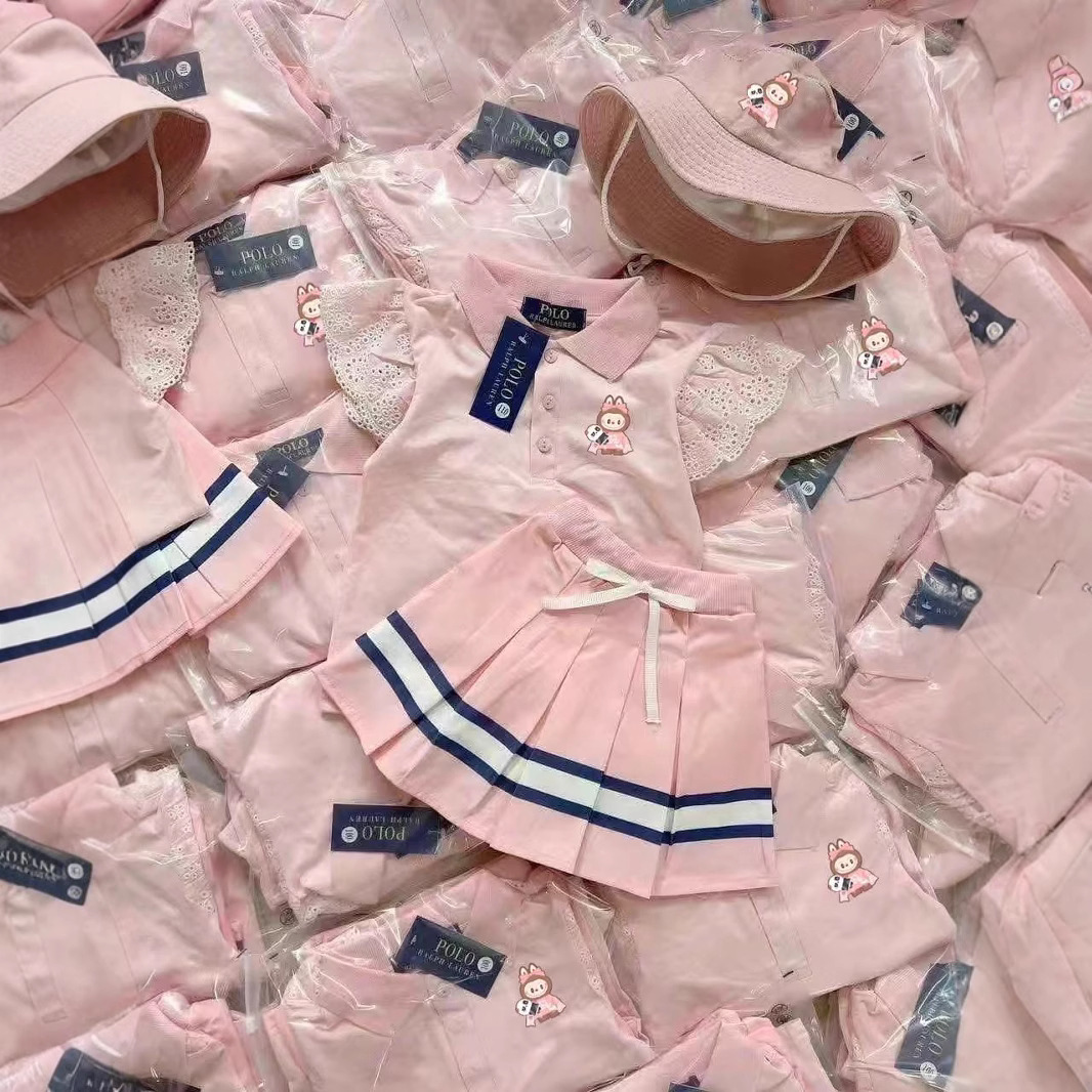 Cross-Border Girls Two-Piece Set 2025 Summer New Style Kidsren's Style Polo Skirt Sweet Skirt Baby Princess Skirt