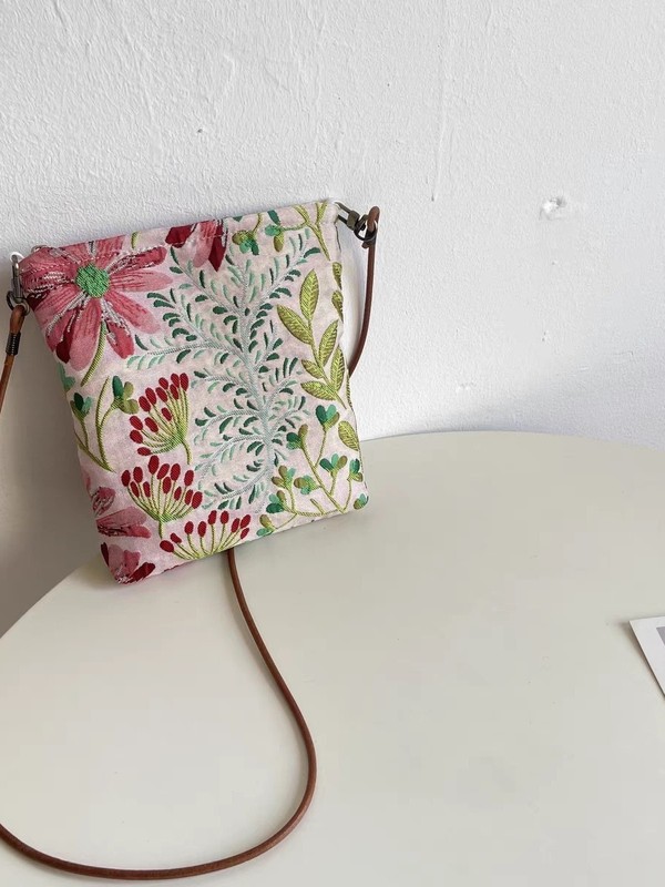 2025 新しいスタイルの小さな新鮮な刺繍花柄携帯電話バッグ中国風の美しいショルダーバッグクロスボディバッグクラッチバッグ|undefined