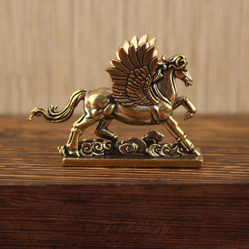 New Brass Pegasus Ornaments, Solid Brass Fortune-Attracting Gold Bars, Zodiac Horse Desktop Crafts Wholesale
