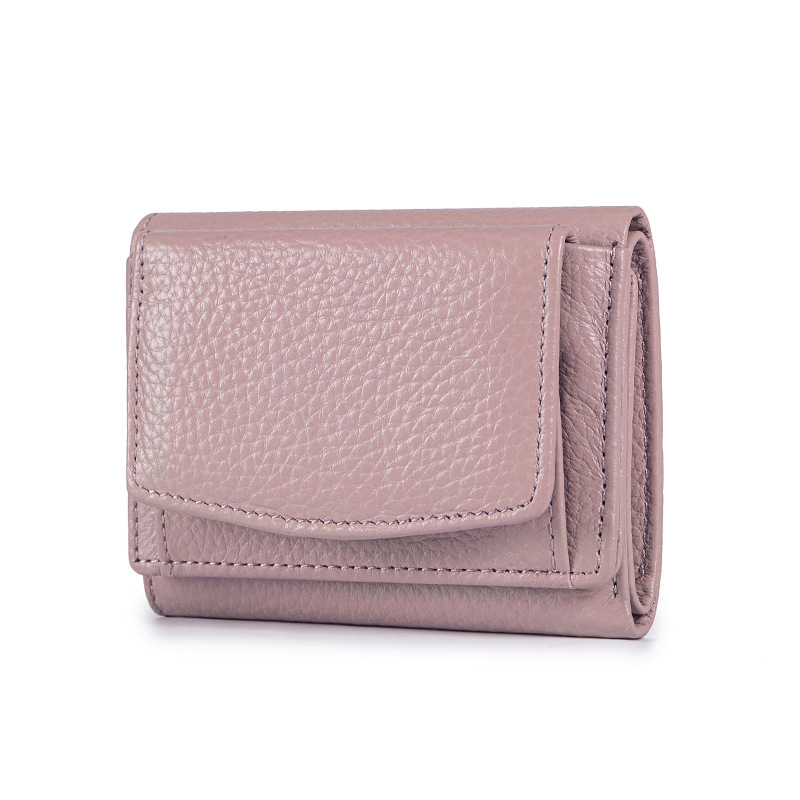 小さな財布本革女性RFIDカードバッグ日本式の財布の3割引の短い財布の薄いミニ小銭包装の小銭