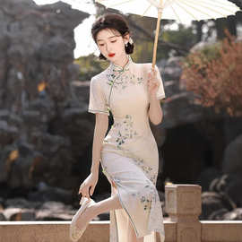 长款古法旗袍夏季女新中式高端气质改良年轻款少女连衣裙2025新款