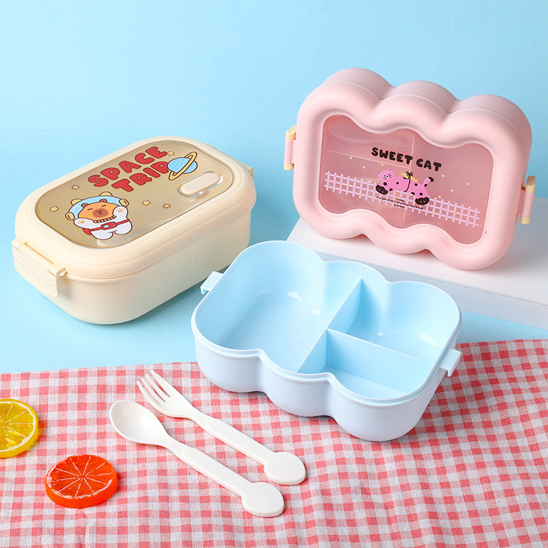 新型アニメ萌え弁当箱学生サラリーマン電子レンジ分格弁当箱食品級食器付き弁当箱|undefined
