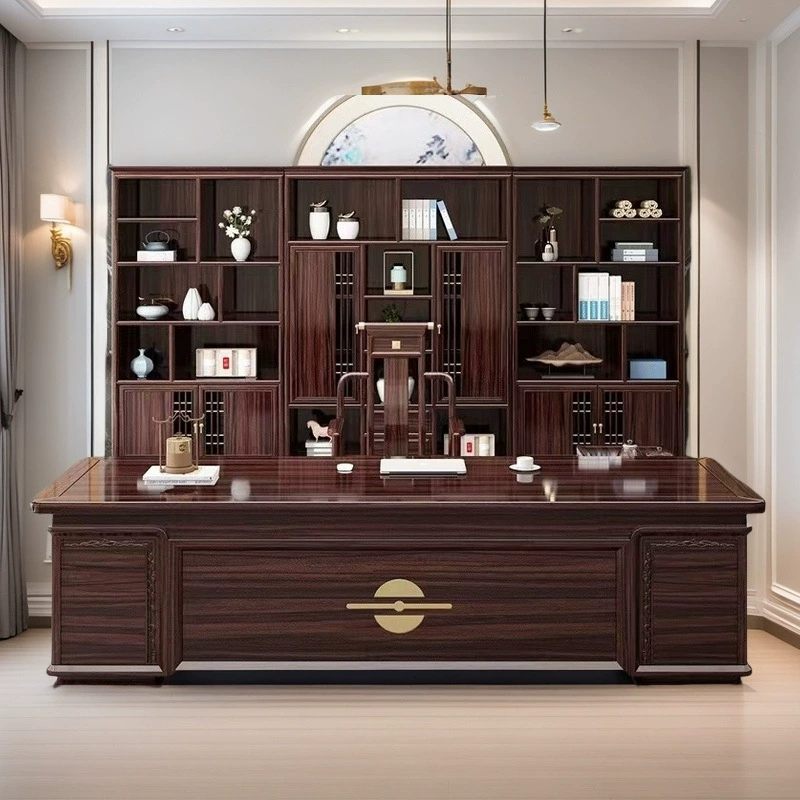 Новый стол для начальника из черного дерева в китайском стиле, офисный стол, стол для начальника из цельного дерева, высококачественный стол для начальника, стол для президента, офисная мебель, стол для руководителя
