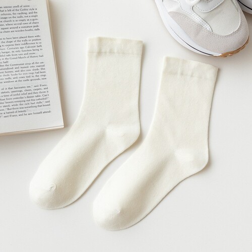 Women's Clog Socks, Autumn Postpartum Socks, Cotton Socks, Mid-Calf Women's Socks, Solid Color Pregnant Women's Simple Non-Compressing Boneless Clog Socks
