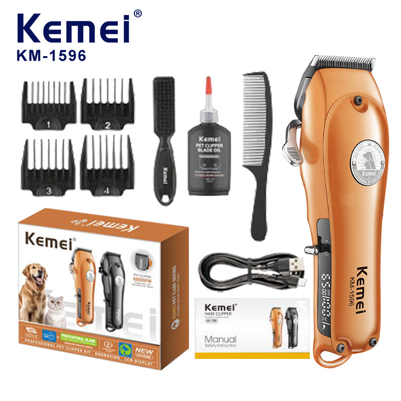 Cortadora de pelo profesional para mascotas Kemei KM-1596, recortadora de pelo para gatos y perros, cortadora eléctrica inteligente
