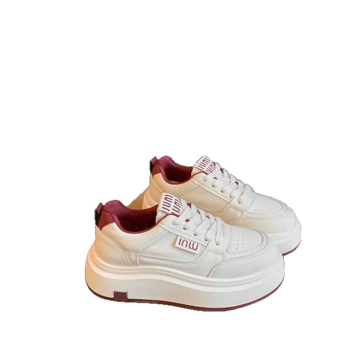 Suela gruesa cuatro temporadas zapatos blancos para mujeres 2025 nueva explosión primavera versátil Angola rojo pequeño muffin zapatos de skate image 6