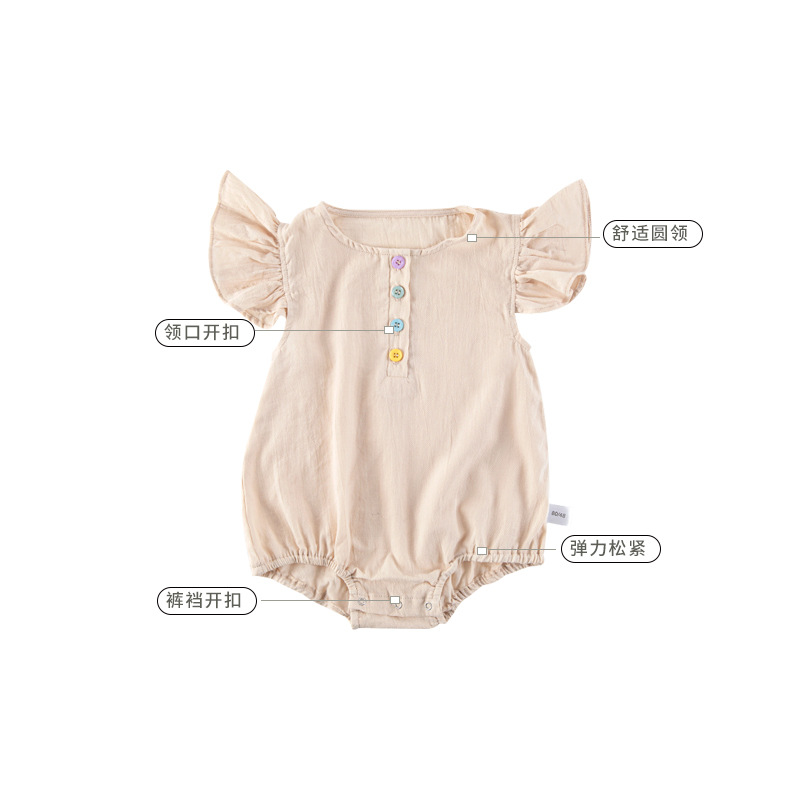 2023 nuevo mameluco del bebé pequeño volando manga vaina ins Estilo nórdico fino mameluco verano Internet celebridad al por mayor