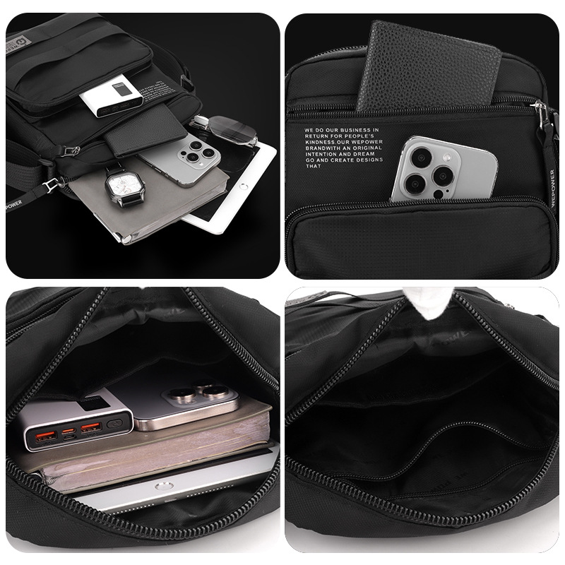 WEPOWER nuevo estilo de moda bolso de hombro de negocios resistente al desgaste, anti-derramamiento, hombre viaje de viaje, bolso de hombro