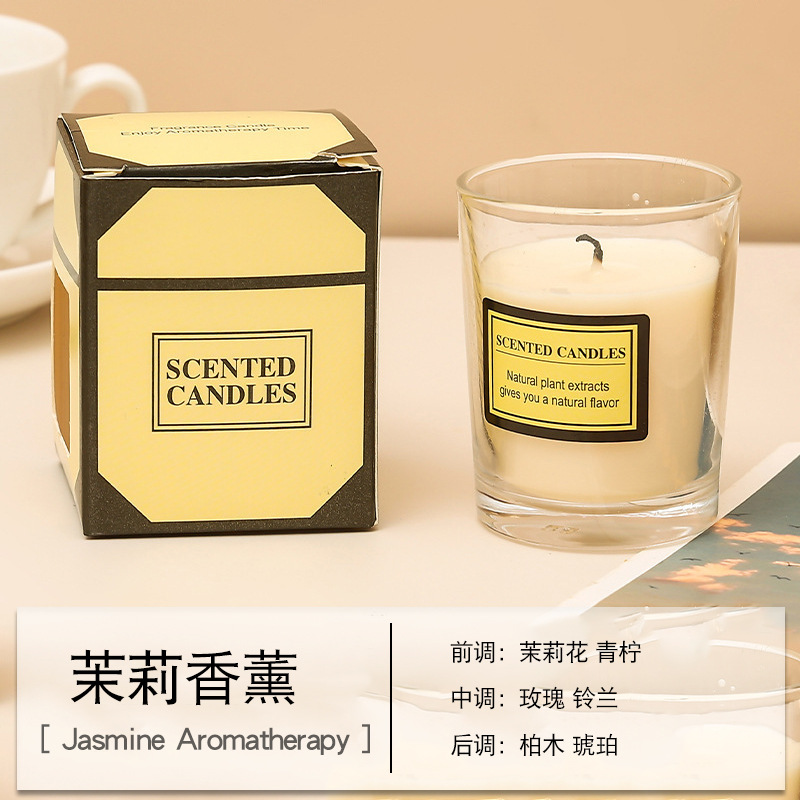 Vela aromática de cera vegetal hecha a mano en vaso de vidrio, regalo creativo para dropshipping transfronterizo, adorno para el hogar.