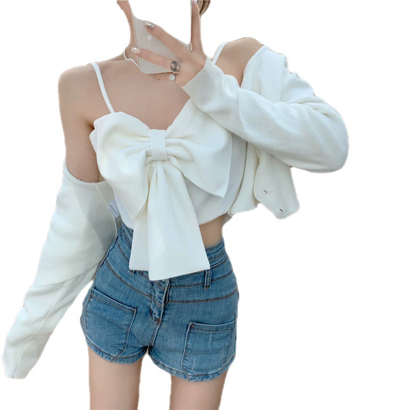 T-shirt with bow, plus size, lifting effect