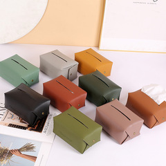 Leather Paper Towel Box Nordic Style PVC Leather Napkin Holder Car Leather Tissue Storage Box With LOGO Printing