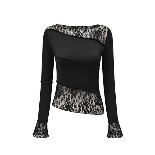 Top women's slim fitting lace long sleeve T-shirt lace long sleeve