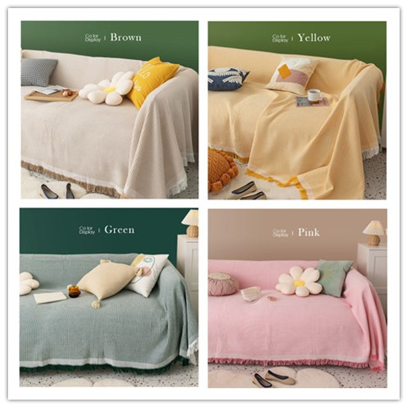 [cross-border wholesale] nordic solid color four seasons cotton blanket simple cushion ins style sofa towel fashion nap blanket