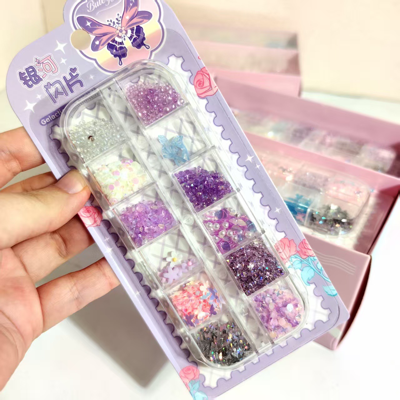 Nueva colección Galaxy flash serie de muchas chicas de ensueño corazón pequeño maquillaje delicado diafragma accesorios hechos a mano