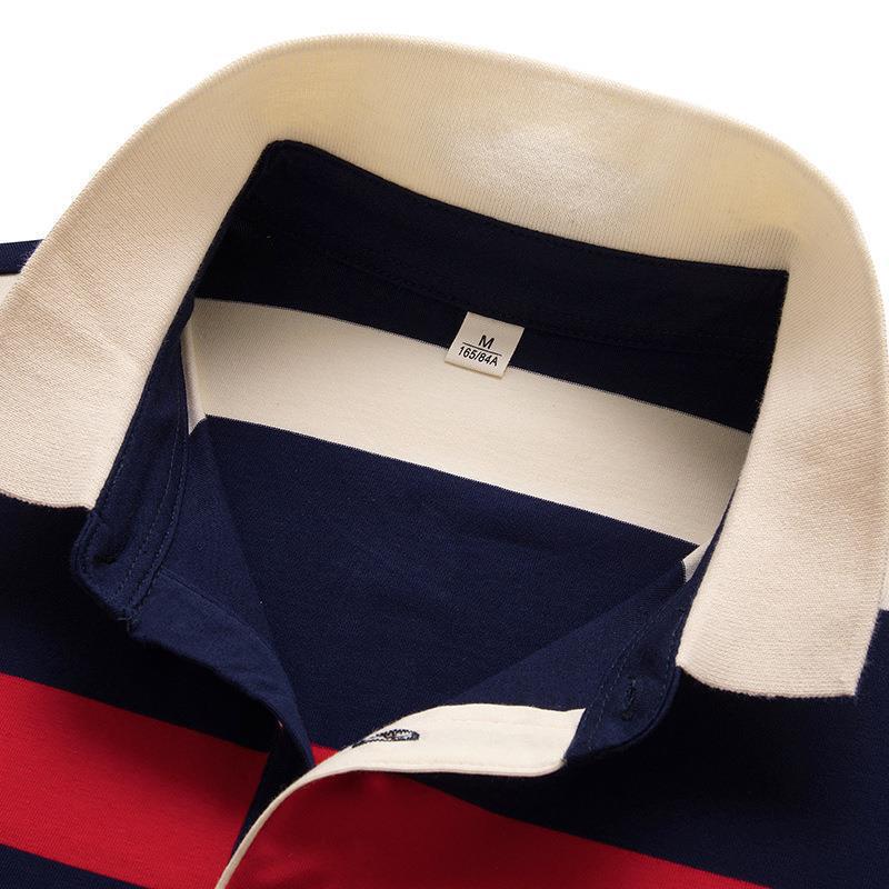 POLO hombre de alto nivel ligero de negocios camiseta de rayas verano nuevo golf de manga corta camiseta bordada con la tapa de rayas