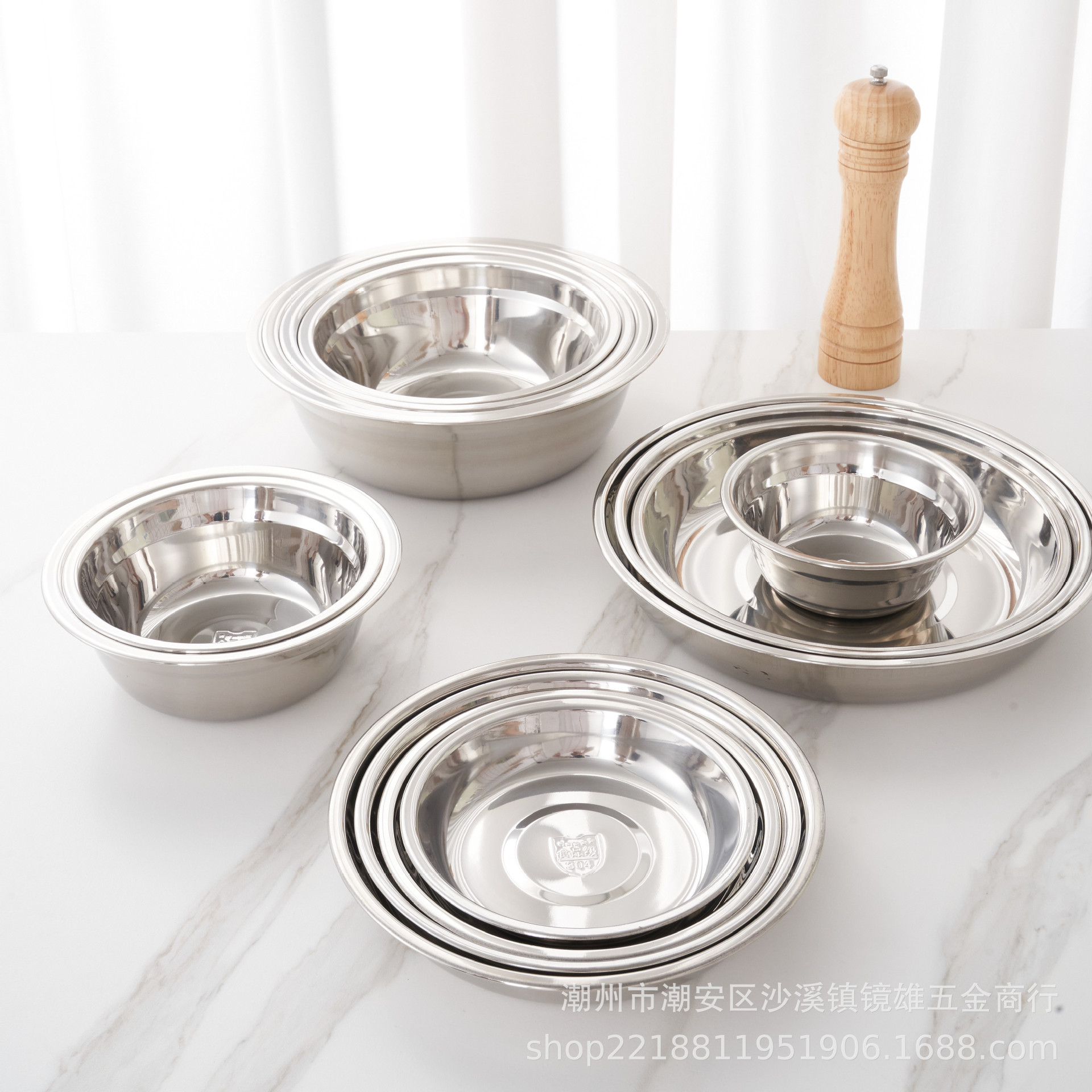 304不锈钢汤盆家用调料盆食堂饭碗水果盘菜盘烧烤盘圆盘浅盘子