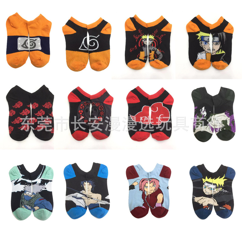 Popular Anime Naruto Peripheral Short Socks Naruto Akatsuki Organization Men and Women One-Size-Fits-All Cotton Socks