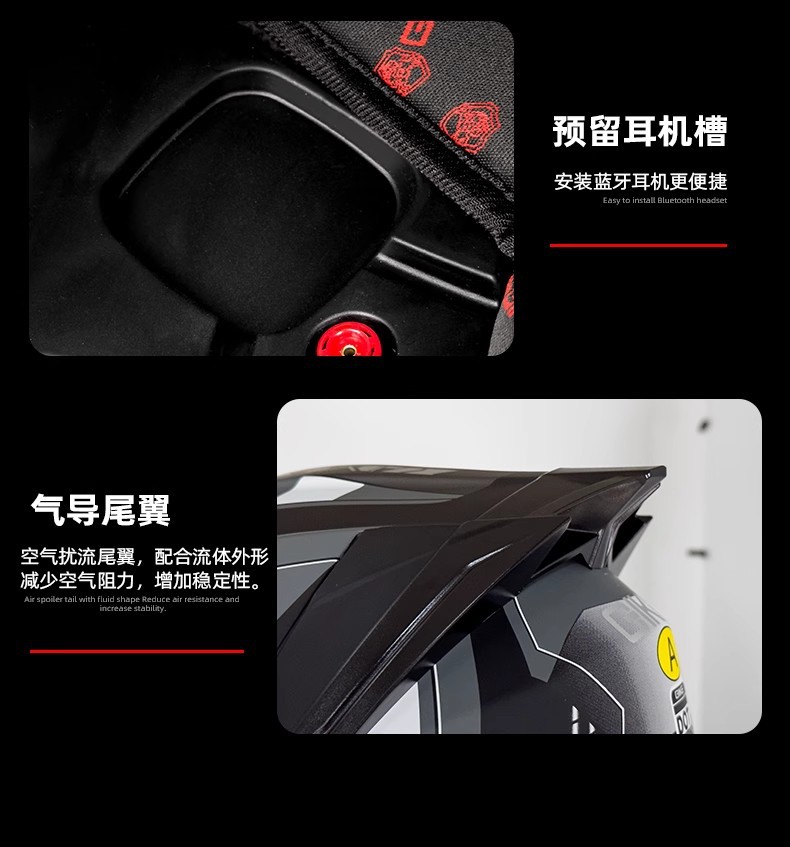 Motorcycle Helmet Ghost Face Helmet Anti-Fog Open Face Helmet Full Face Motorcycle Pedal Electric Vehicle 3C Certification Dropshipping
